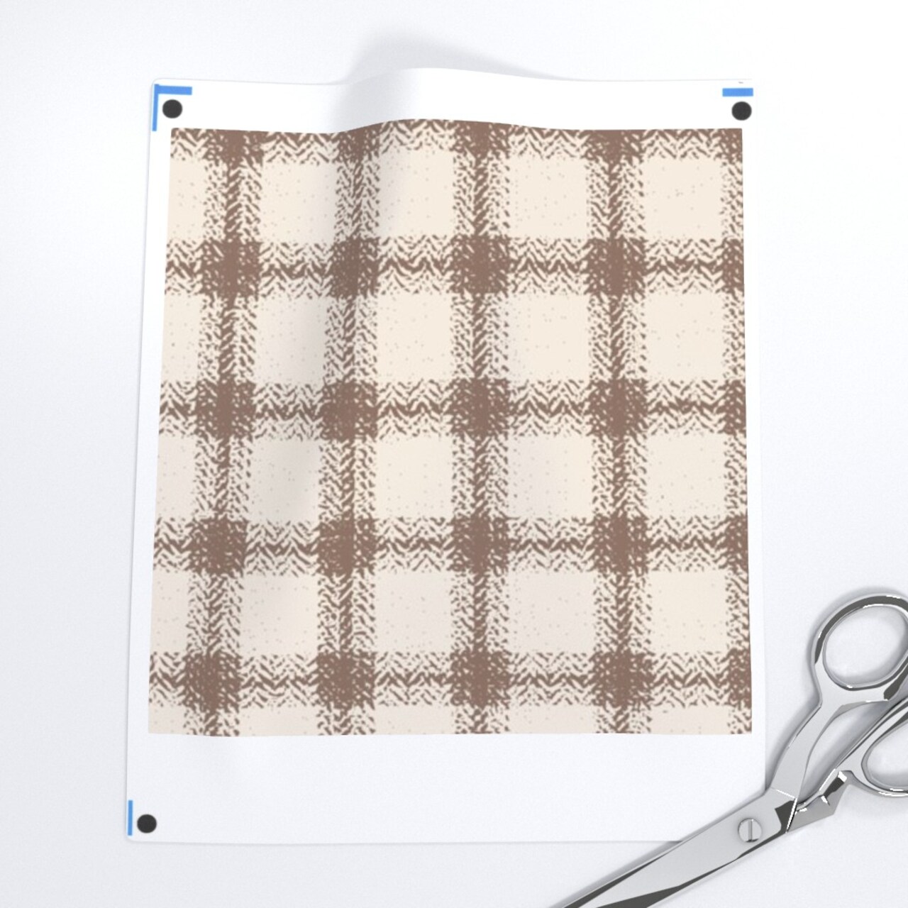 Neutral Plaid Brown Beige Distressed Tartan Traditional Country Farmhouse Custom Printed Fabric by Spoonflower Various Fabrics by the Yard or Fat Quarter